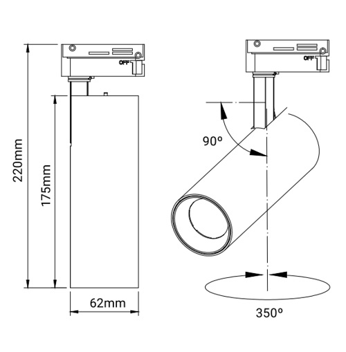 spot led 15W rail monophase